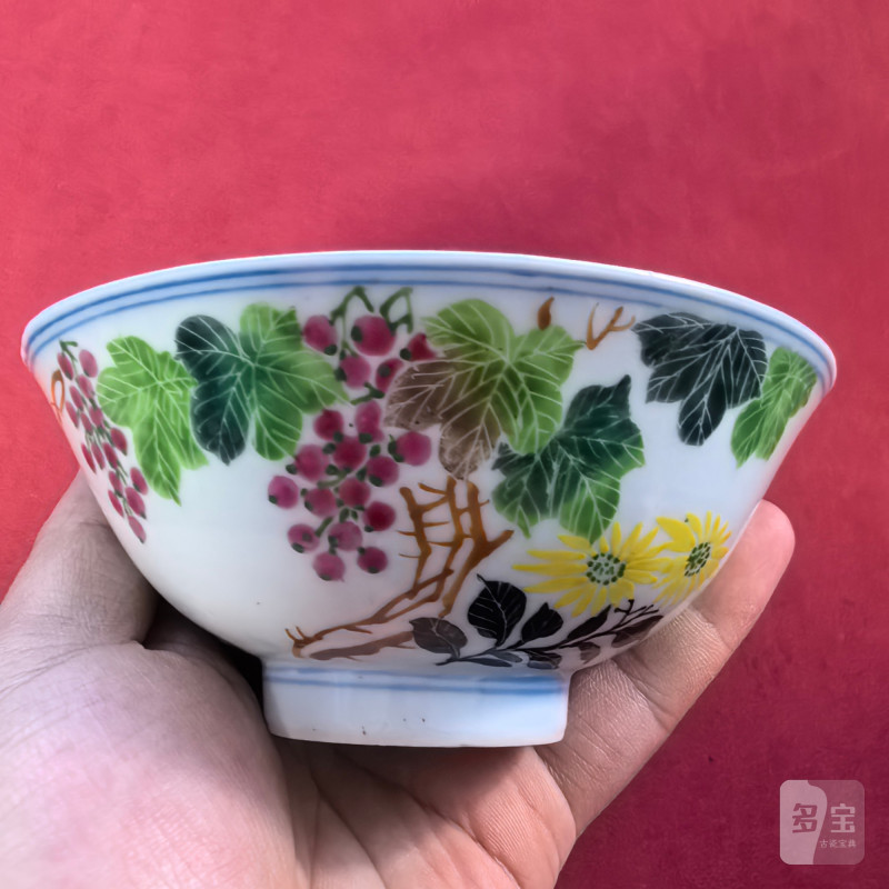 清晚期-民国 料彩花卉纹碗 - 图10